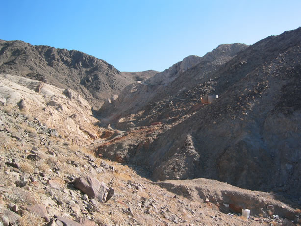 A view up the canyon of the mine area.