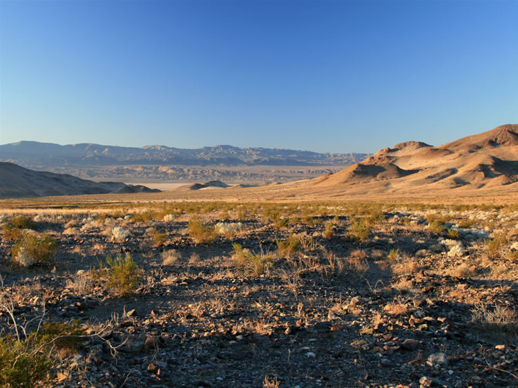 A look beyond the old car toward the Amargosa River.