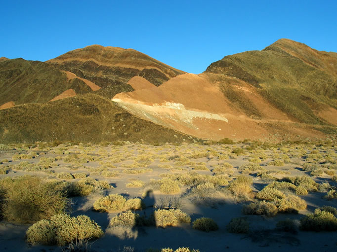 The Ibex Hills and their distinctive striations.