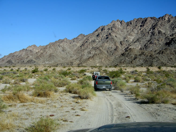 Our crew heading down to the site of Chubbuck, which is located near the old Cadiz Road.