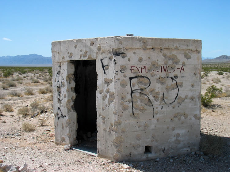 The only structure at the Chubbuck site that is still standing is this old explosives building.  It's a concrete hexagon about six feet in diameter and appears to be a popular target.