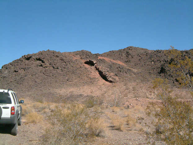 There were several barite mines as the powerline road meets the hills.