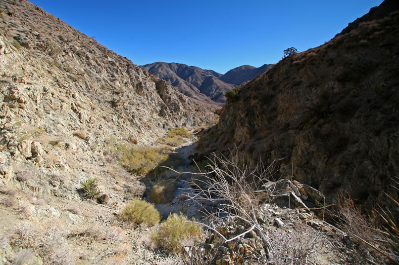 This is the view back down the canyon that she sees from her perch above the waterfall.