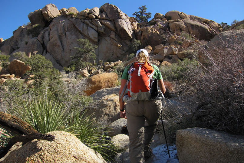 Eventually, a short but steep climb brings us to the trail junction with the route coming up from Split Rock.