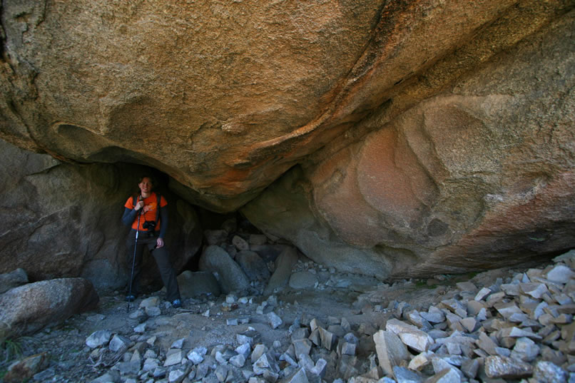 This massive overhanging boulder might have had some stacked stone walls associated with it at one time.