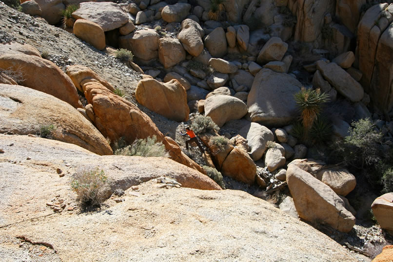 Getting back up the steep slope of loose tailings is a real job!