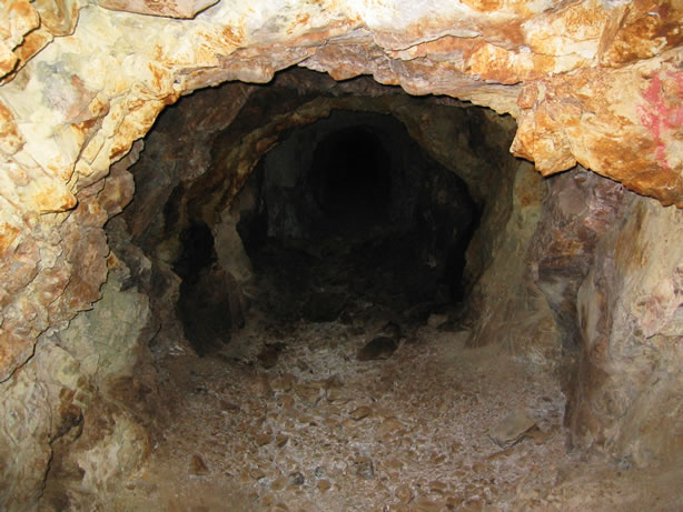 A rock fall ahead brings a halt to our exploration.