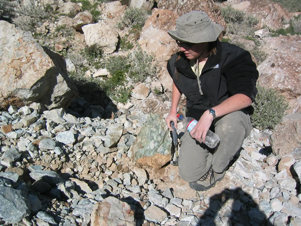 Niki with a large piece of tri-color marble.