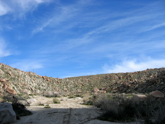 some boulder scrambling the canyon opened into a sandy wash.