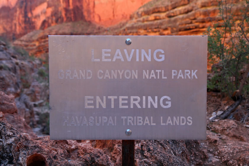 We continue on a little further to the confluence of Havasu Canyon and Beaver Creek where the boundary between Grand Canyon National Park and the Havasupai Reservation lies.  By now we're low on water, food and energy and decide that it's time to head for home. 