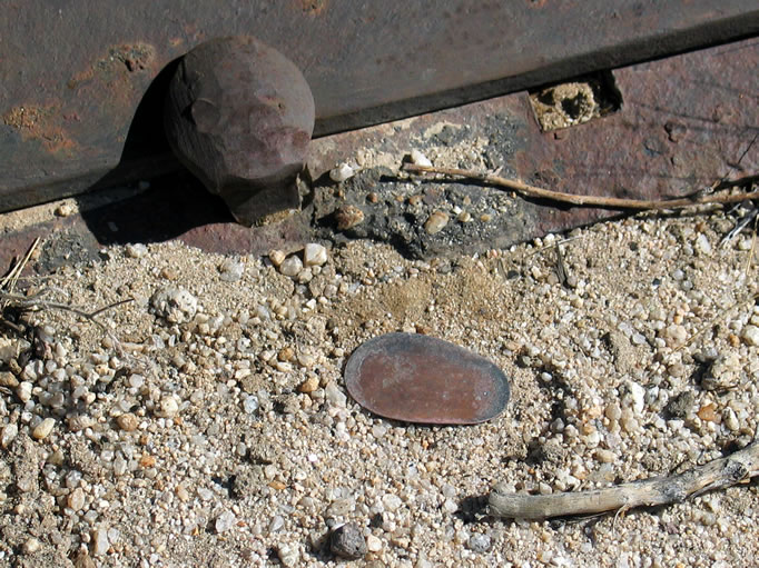 Niki found a flattened penny as she walked the tracks.