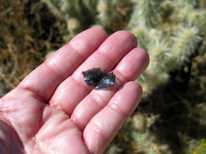 As we approached, we spied obsidian flakes glinting in the sun.