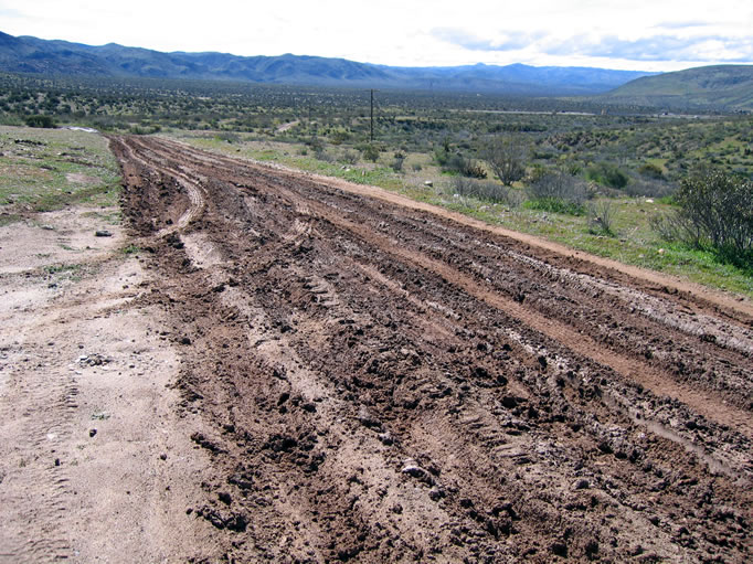 Recent rains had turned portions of the roads into a rutted quagmire.