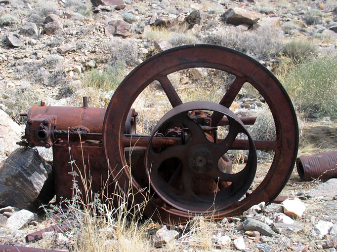 From this view you can see the drive wheel for the belt that would have operated other machinery.