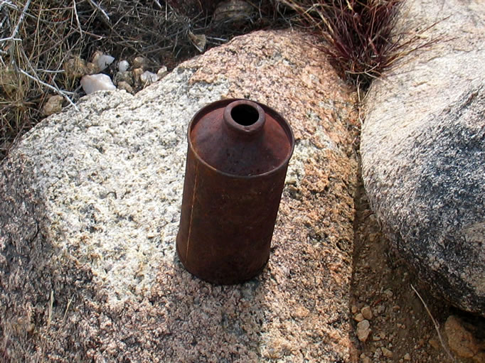 This unusual can was probably a cone top beer can.