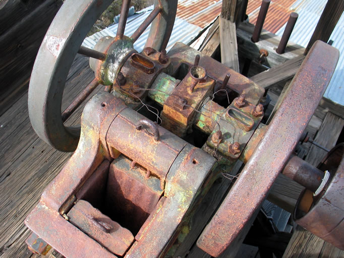 Looking into the jaws of the Fulton Engine Works crusher.