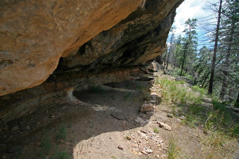 Here's a view looking back at the shelter from near the cave opening.