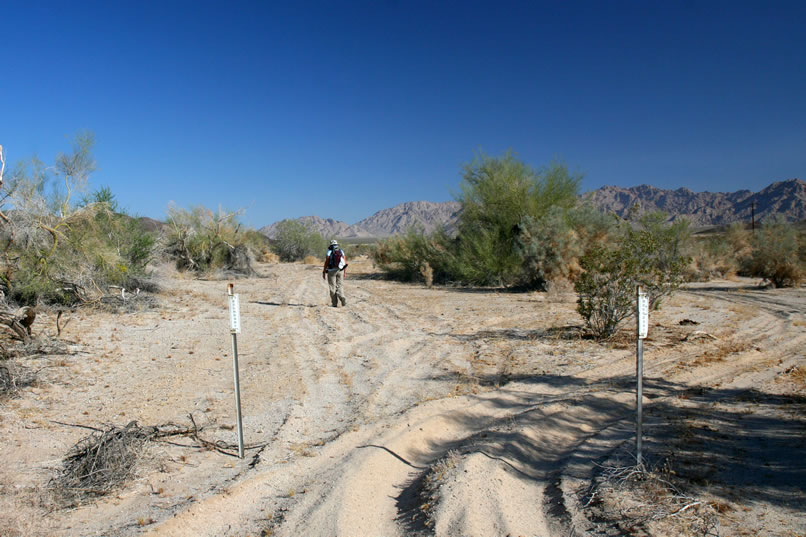 We're off!  It's a good thing that we're getting an early start since it's warming up quickly.  As you can see, illegal vehicle entry into wilderness areas is a real problem.