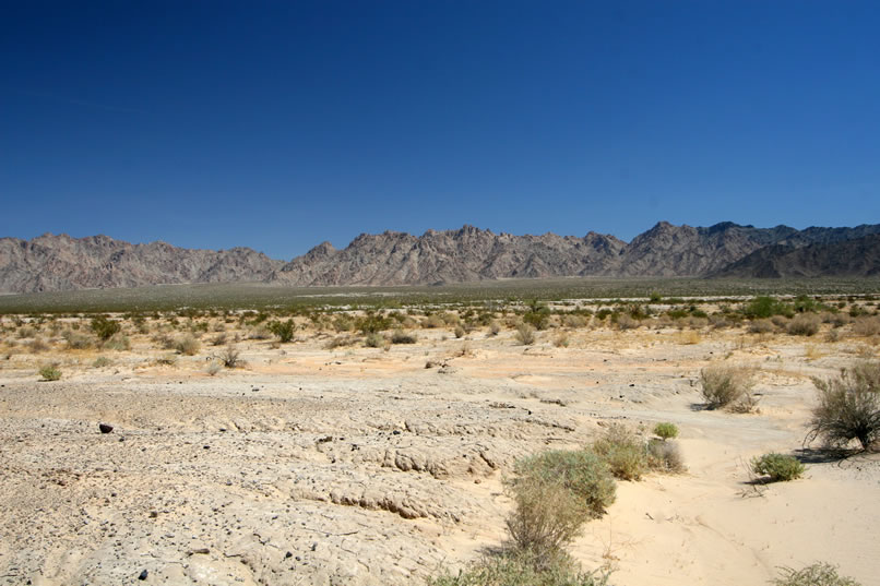 We're on the move again now since it appears that we still have further to go to reach the fossil beds.  This view is looking back along our route with the Coxscomb Mountains in the distance.