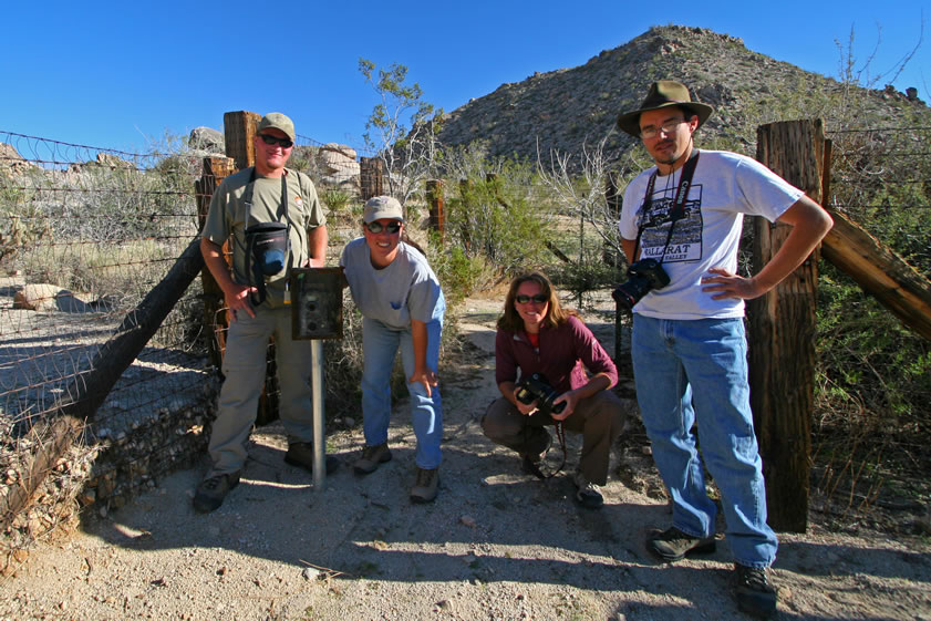 Jamie takes a group photo.  Notice the critter camera in front of Dezdan and Alysia.  These remote cameras document wildlife visitation to selected springs in the area.