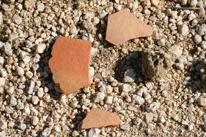 There's a lot more pottery out here than we would ever have expected!  This find is pretty much out in the open in the middle of nowhere.  Our first thought is that these guys were really clumsy.  However, it's more likely that this area was more densely populated than we had thought.