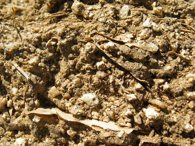 In this close up you can see the remains of plastic sheets layered in the wall.