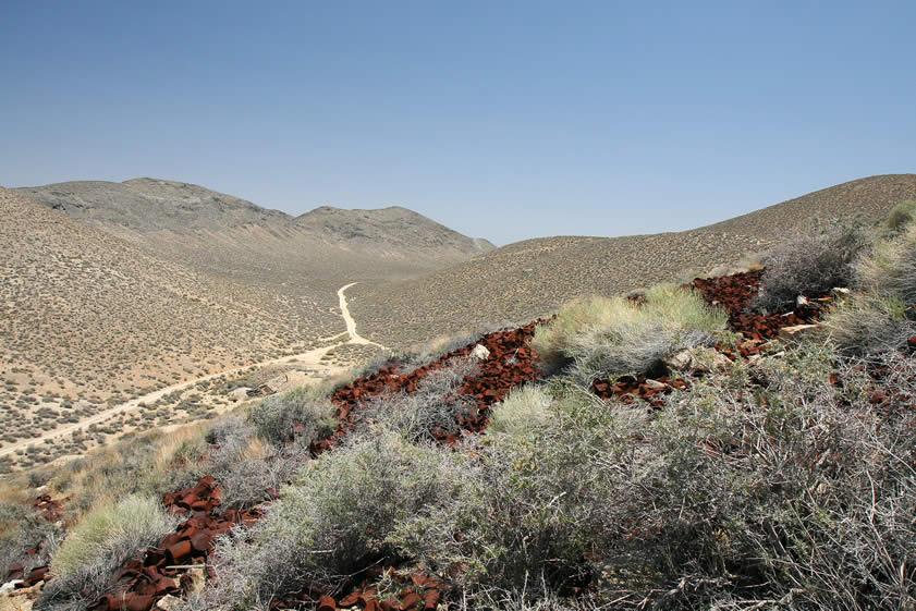 This view out over the can dump shows the road that leads back to Skidoo.  We're about ready to head that way ourselves!