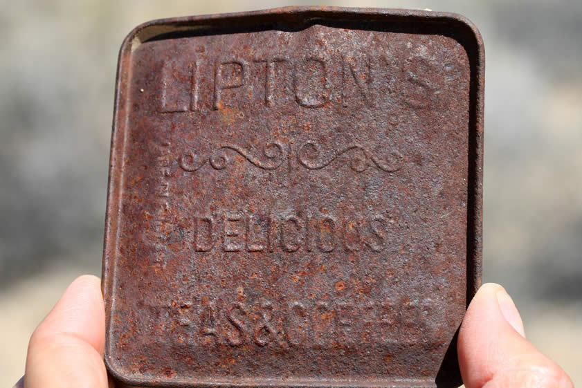 We find a lot more liquor bottles than tea canisters!