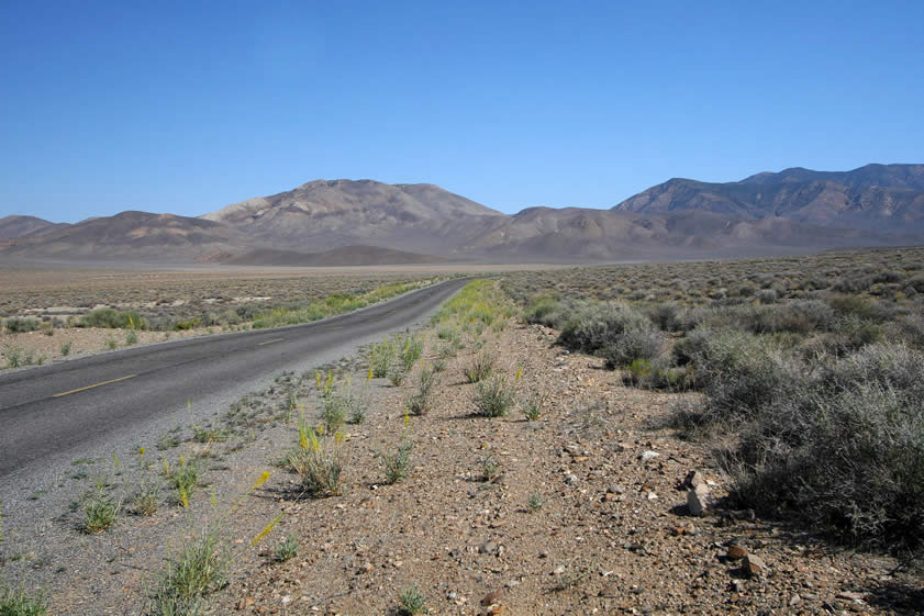 We're now back on the yellow edged Emigrant Canyon Road and headed toward the Argenta Mine.  The scenic ruins there will be our last stop of the day. 