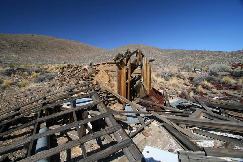 A look at the wooden front of the old root cellar.