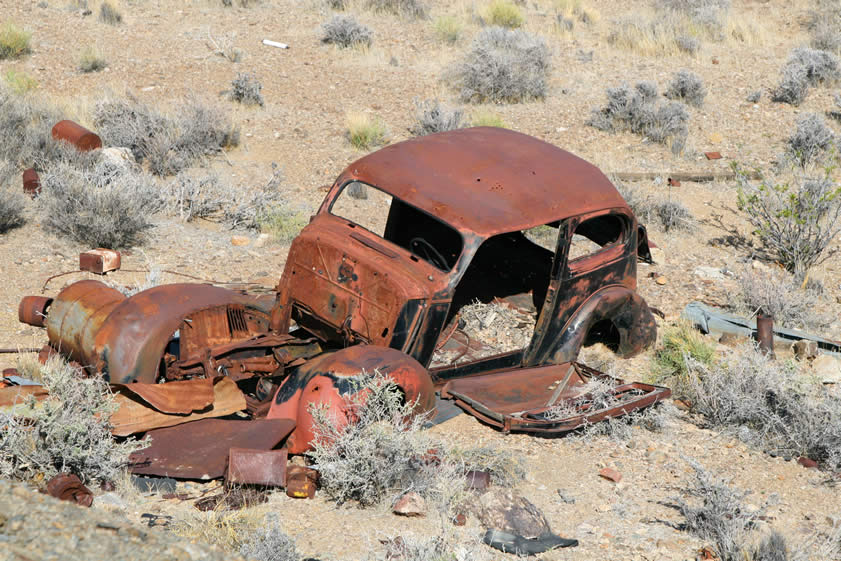A closer look at the old vehicle.