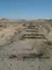 Looking north along the T&T berm as we approach the Mesquite Hills. (78kb)