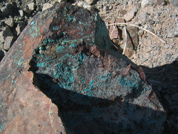 Some copper mineral stains.