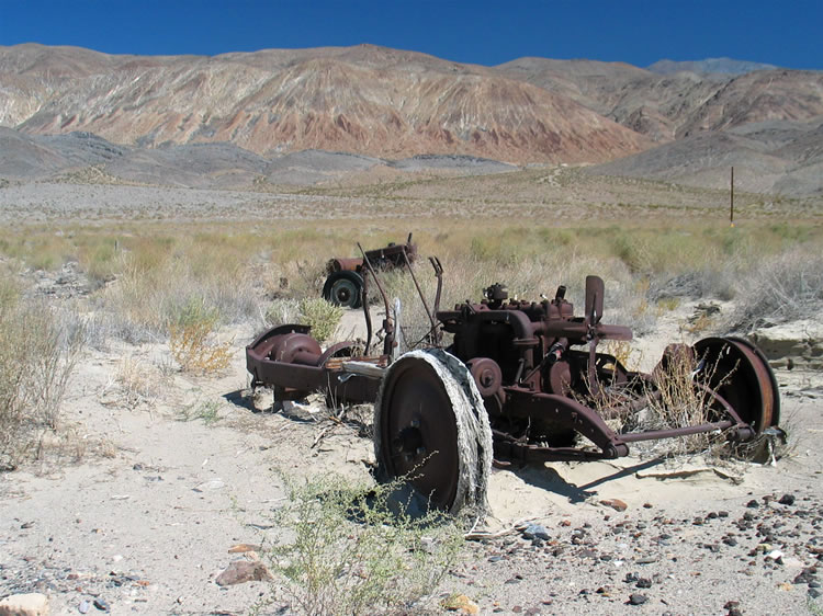 Near the furnace remains are two pieces of equipment.