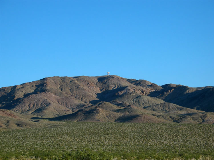An early morning look at the microwave tower from our campsite in the valley.