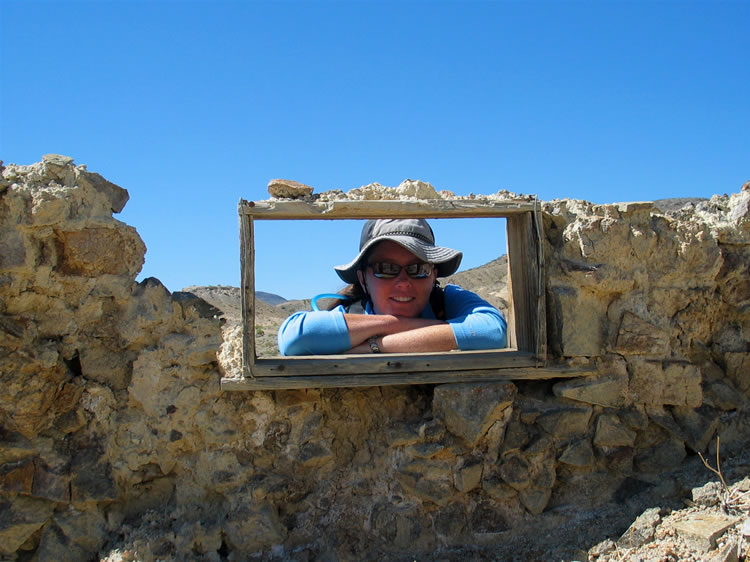Window frame in the back wall.