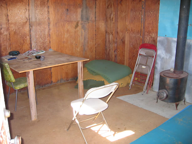 Inside the cabin.  Cozy, huh?