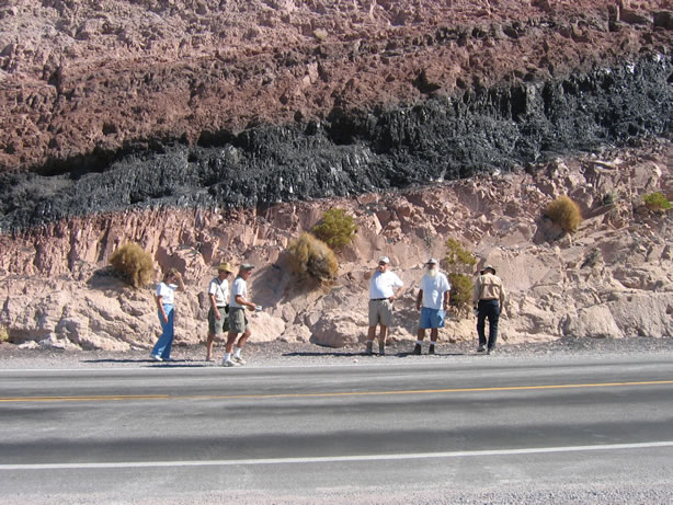 The spectacular road cut east of Shoshone.