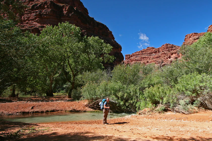 Niki with Havasu Creek in the background.
