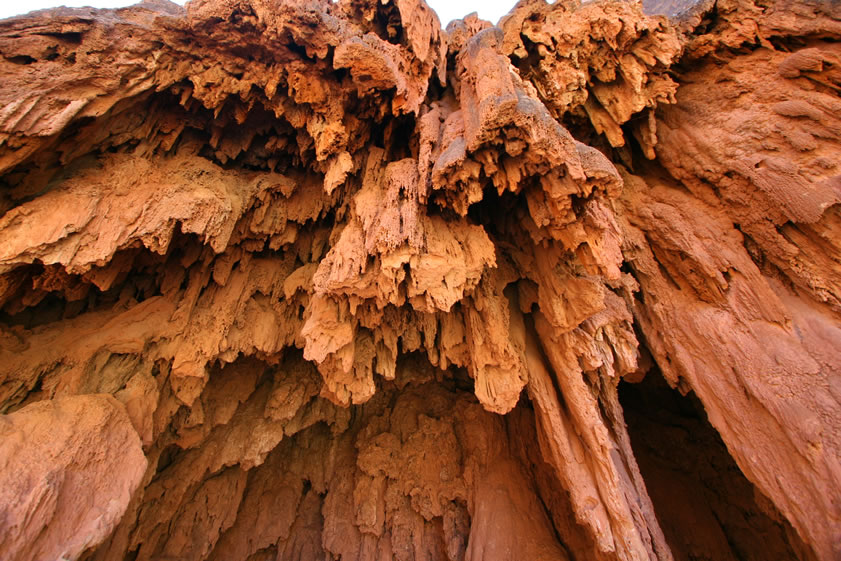 Looking up at the travertine deposits. 