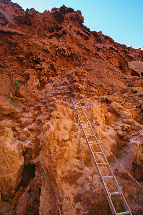 We know that it looks easy, but remember that the rock is wet and it sure looks like a long way down while you're doing it!