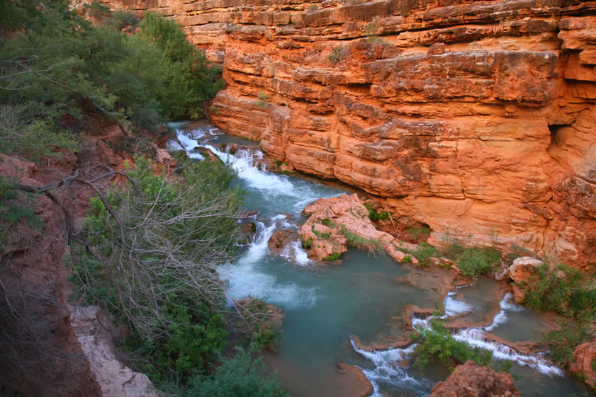 A steep and rocky trail takes us high above the river here for a look down on the Beaver Falls section.