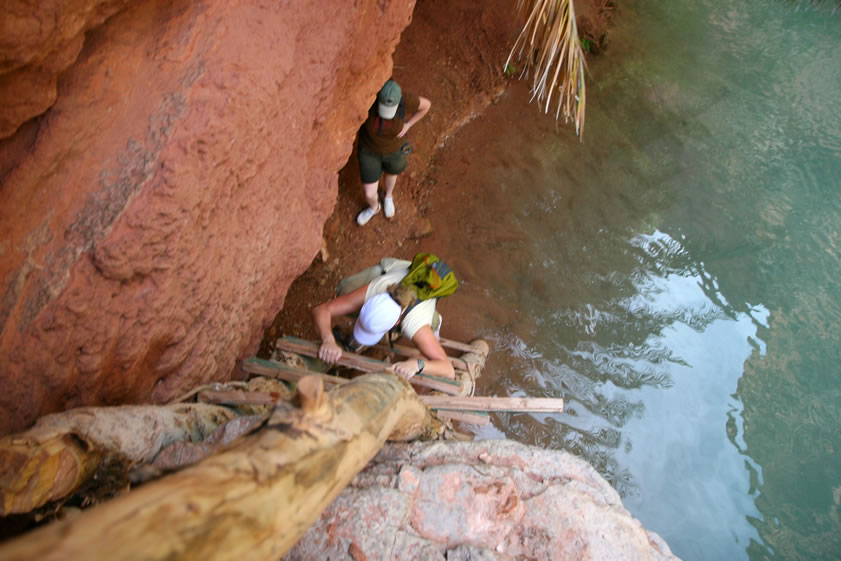 Just past the palm tree is that nasty ladder that marks the beginning of a steep ascent.
