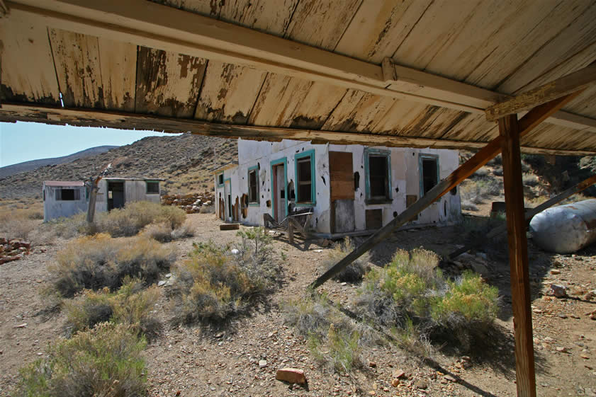 This is a view from the front porch of Pete's cabin looking toward the central guest cabin and the later addition.
