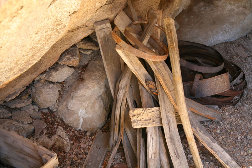 Heading back toward the door we spot a stack of barrel staves and a pile of barrel hoops.