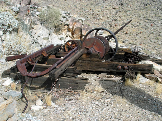 A cable winch is up above the tailings pile.