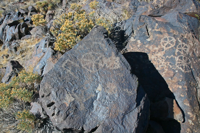 The boulders on the west side of the wash have petros on all sides of them and with every step we find new ones.