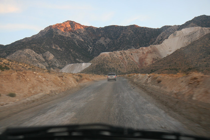 Howard and Barbara arrive right on time and we follow them up the haul road to the White Knob Quarry.