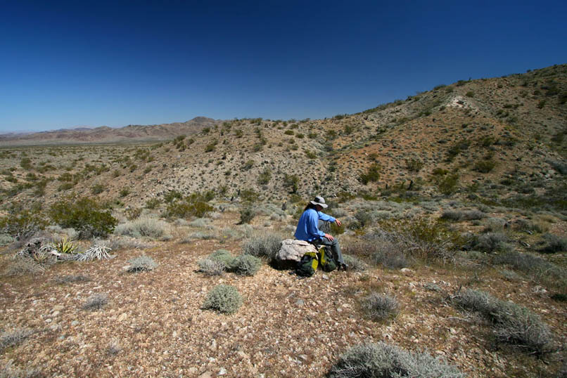 We had high hopes for finding an interesting and isolated old prospect but nothing at all turns up.  We take another break and rest up for the return hike to where we stashed our backpacks.