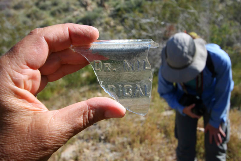 This appears to be a fragment from a patent medicine bottle.  Notice Niki scanning the ground in the background.